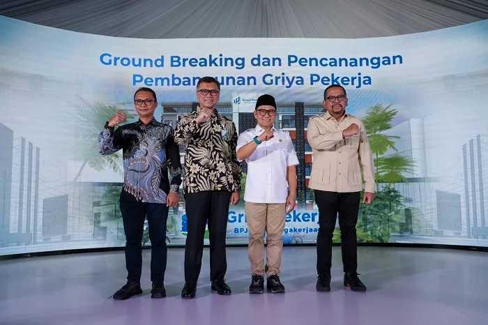 GROUND BREAKING - Menteri Koordinator Pemberdayaan Masyarakat, Muhaimin Iskandar saat turut hadir dalam pengembangan Griya Pekerja dalam program kolaborasi antara Pemerintah dan BPJS Ketenagakerjaan dalam penyediaan hunian sewa bagi pekerja. (IST)