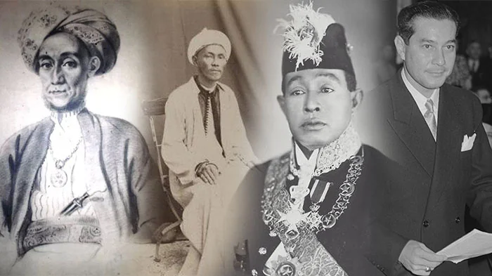 KOLASE  - Gambar Foto Para Sultan Pontianak dari masa ke masa. Paling kiri ke kanan Sultan Syarif Hamid I Alkadrie, Sultan Syarif Yusuf Alkadrie, Sultan Syarif Muhammad Alkadrie dan Sultan Abdul Hamid II Alkadrie (Dok Kesultanan Pontianak)