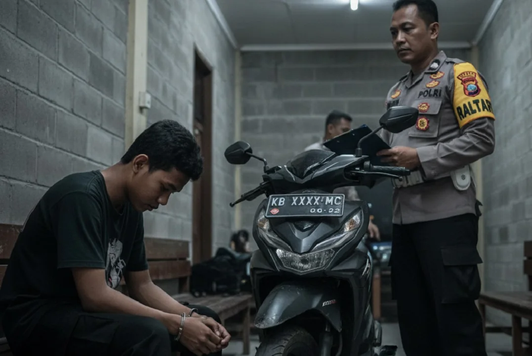 Remaja 17 Tahun Curi Motor Ditangkap di Beting, Polisi Buru Jejak Kriminal Lain. (ILUSTRASI FOTO: AI)