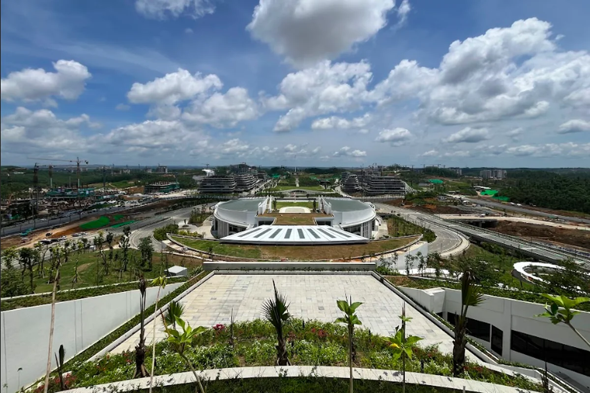 Kawasan Inti Pusat Pemerintahan (KIPP) terlihat dari Istana Garuda Ibu Kota Nusantara (IKN).Foto:(Int)
