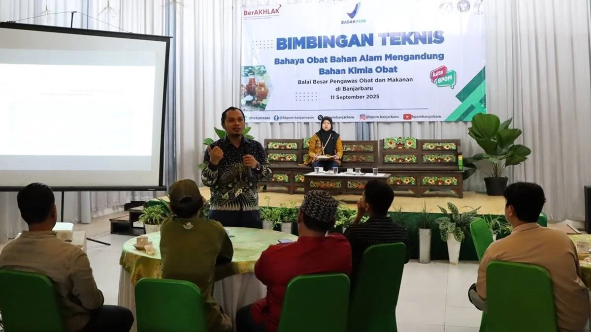 BBPOM Banjarbaru menggelar bimbingan teknis bagi pelaku usaha jamu di Banjarmasin dan Banjarbaru. Foto: MC Kalsel