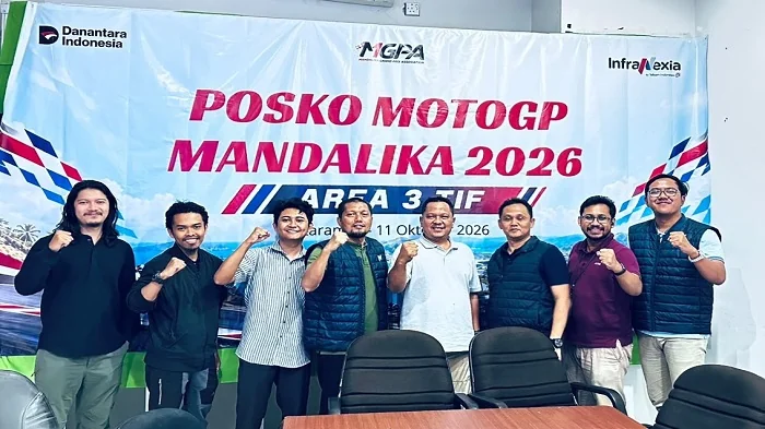 FOTO Bersama Tim InfraNexia saat berada di Posko MotoGP Mandalika 2026. T Telkom Indonesia (Persero) Tbk melalui anak usahanya, PT Telkom Infrastruktur Indonesia (InfraNexia), menyiapkan jaringan berkapasitas hingga 600 gigabit per detik (Gbps) untuk mend