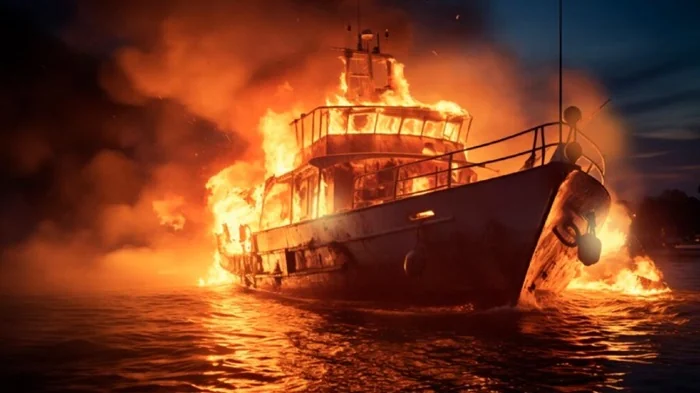 Kapal Terbakar (Ilustrasi).