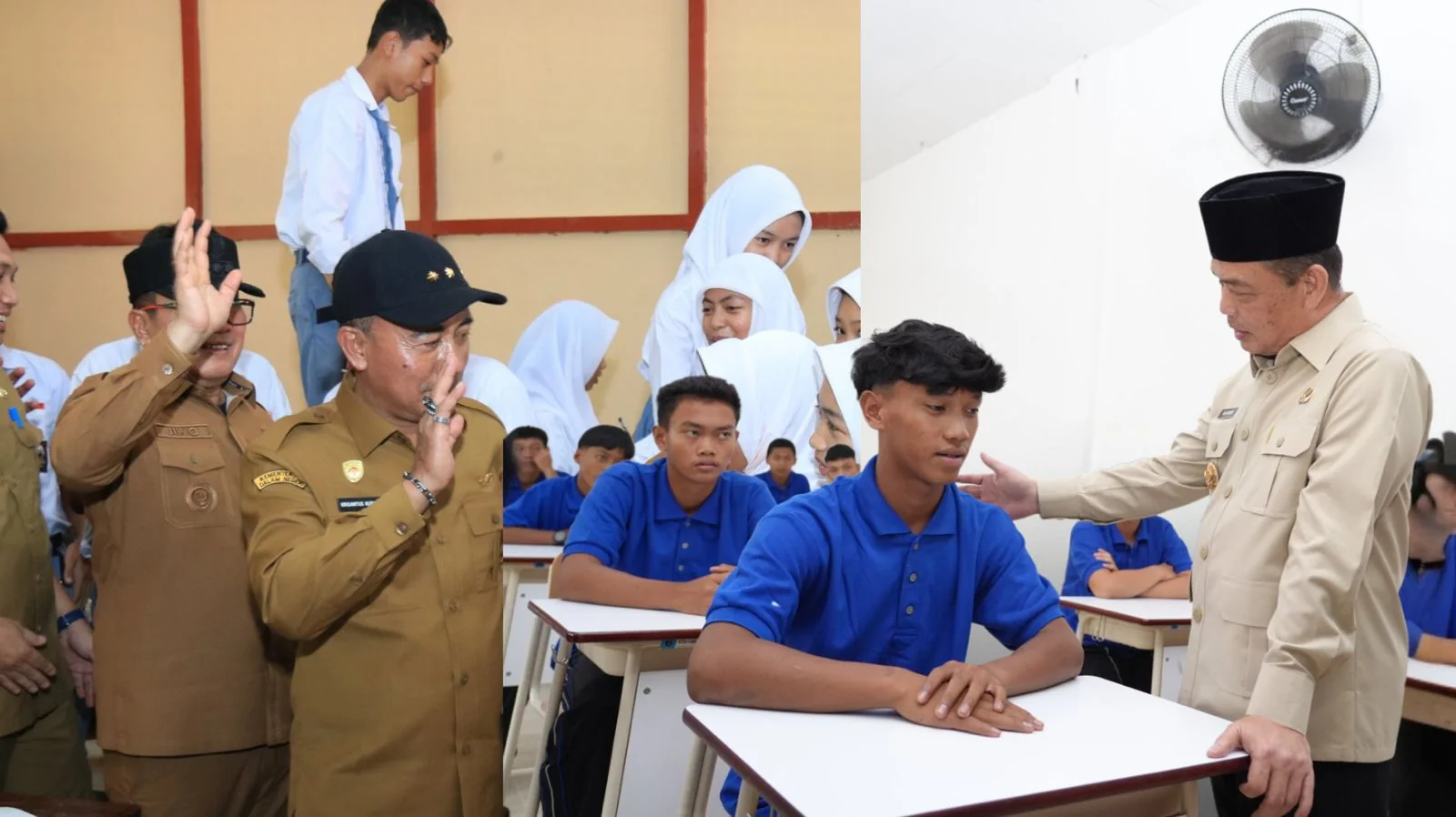 INTERAKSI - Gubernur Kalbar Ria Norsan dan Wakil Gubernur Kalbar Krisantus Kurniawan saat berinteraksi dengan para siswa saat kunjungan ke sejumlah sekolah menengah di Kalimantan Barat.