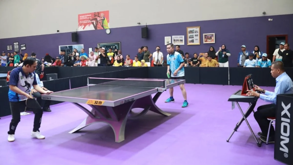Kontingen Kalimantan Tengah sukses membawa pulang dua medali perunggu dari cabang olahraga tenis meja di PORNAS Korpri XVII Palembang. Foto: MMCKalteng