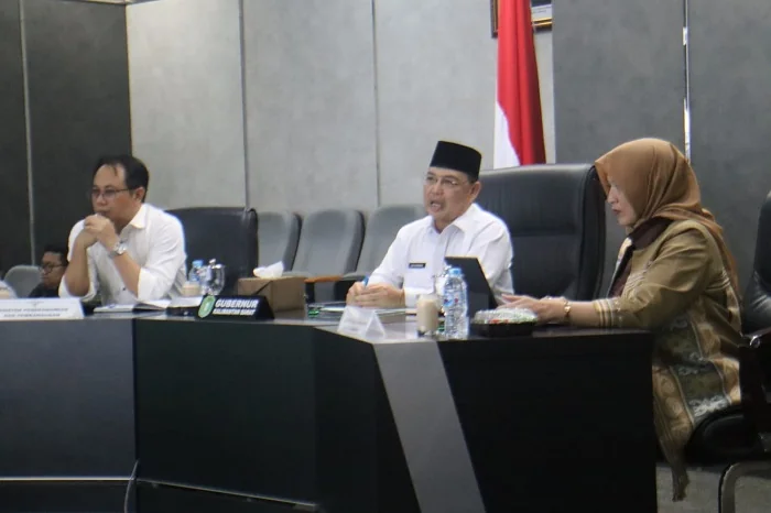PAPARAN - Gubernur Kalimantan Barat saat memberikan paparan pada Virtual Assessment TPAKD Award yang diselenggarakan Otoritas Jasa Keuangan (OJK) di Data Analytic Room Kantor Gubernur Kalimantan Barat, Rabu (29/7/2026)