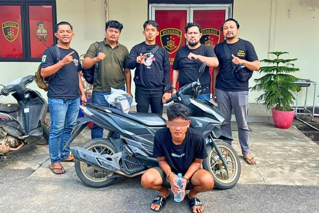 Motor Dicuri Depan Puskesmas Sungai Ambawang, Pelaku Tertangkap Usai Nekat Jual di Facebook. (FOTO: HUMAS POLRES)