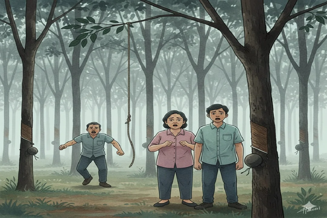 Pamit Buang Air ke Sungai, Remaja 14 Tahun di Bengkarek Ditemukan Gantung Diri di Kebun Karet. (ILUSTRASI: AI GEMINI)
