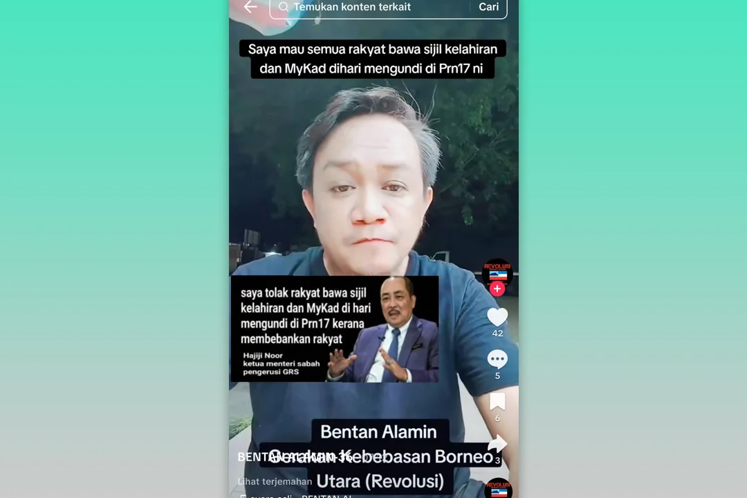 Unggah Konten Provokatif, Seorang Pria di Sabah Ditangkap atas Dugaan Penghasutan. (FOTO: SCREENSHOT TIKTOK)