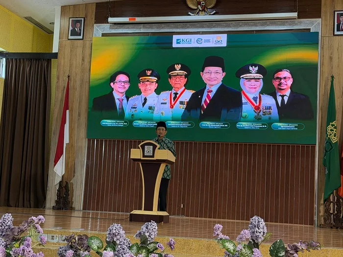 PAPARAN - Menteri Agama RI Nasaruddin Umar memberikan paparan saat menjadi keynote speaker pada Forum Ekonomi Regional Jawa 2026 yang diselenggarakan Kabar Grup Indonesia bersama UIN Sunan Kalijaga Yogyakarta, pada Kamis (4/6/2026)