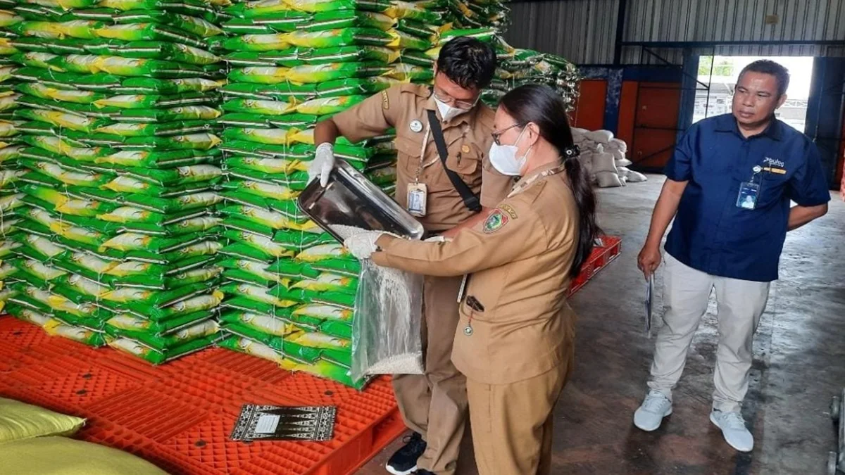 Dinas TPHP Kalimantan Tengah bersama OKKPD dan Dinas Ketahanan Pangan melakukan pengawasan mutu beras SPHP Bulog. Foto: MMCKalteng