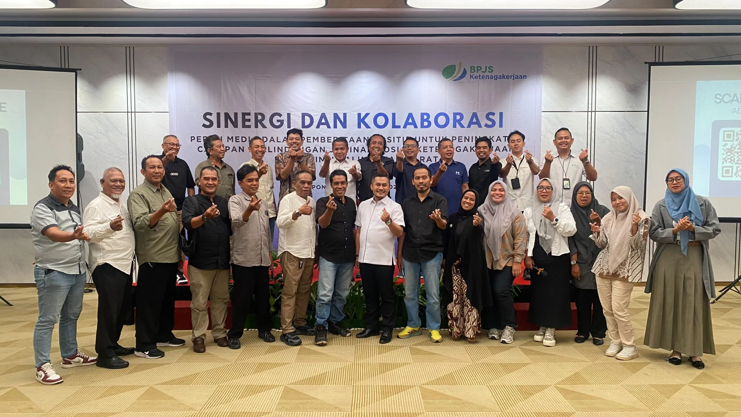 KOLABORASI - AMSI Kalbar dan BPJS Ketenagakerjaan saat menggelar disksi Sinergi dan Kolaborasi di Hotel Golden Tulip Pontianak, Senin (15/6/2026)